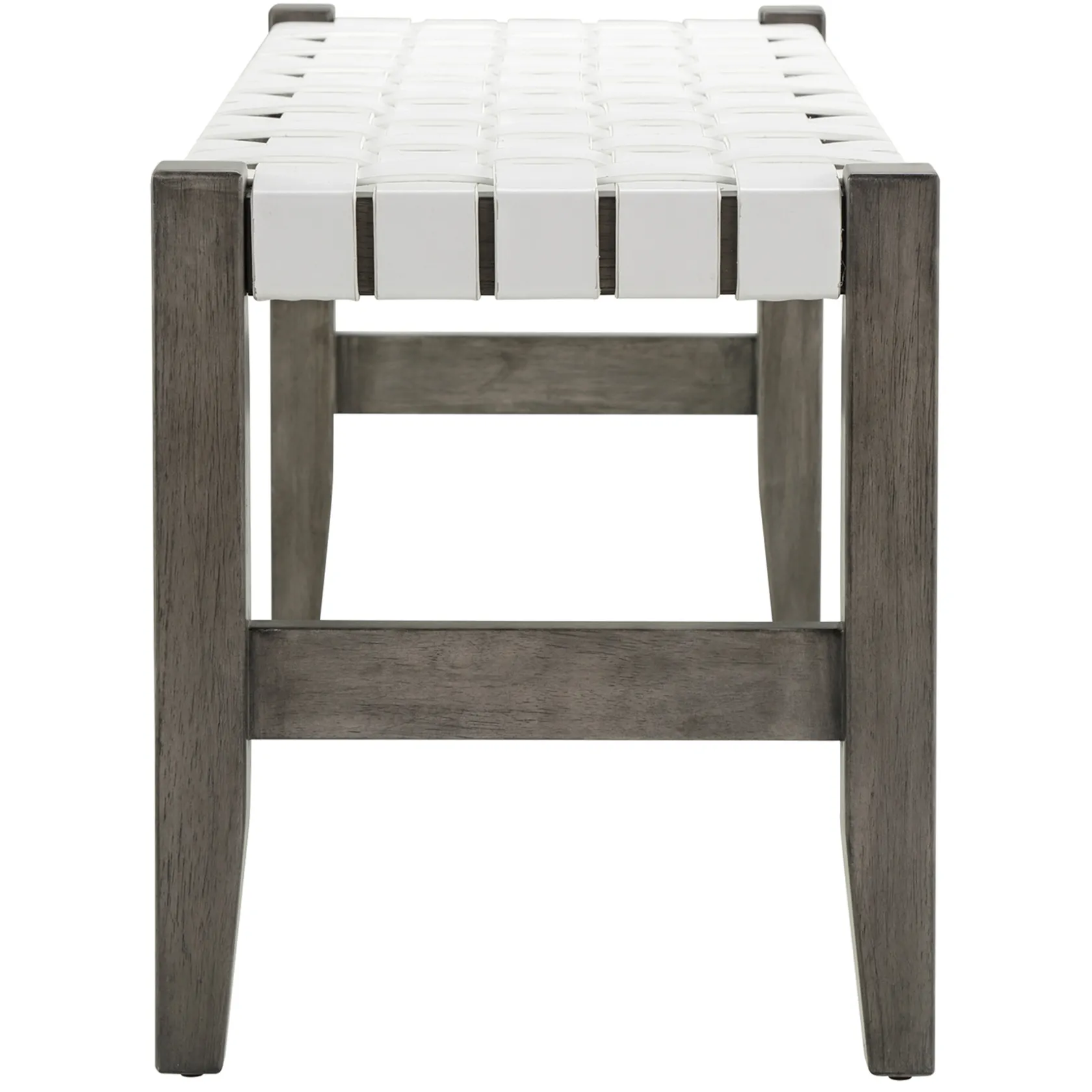 * Faux Leather Ivory Strap Bench Opening Sales