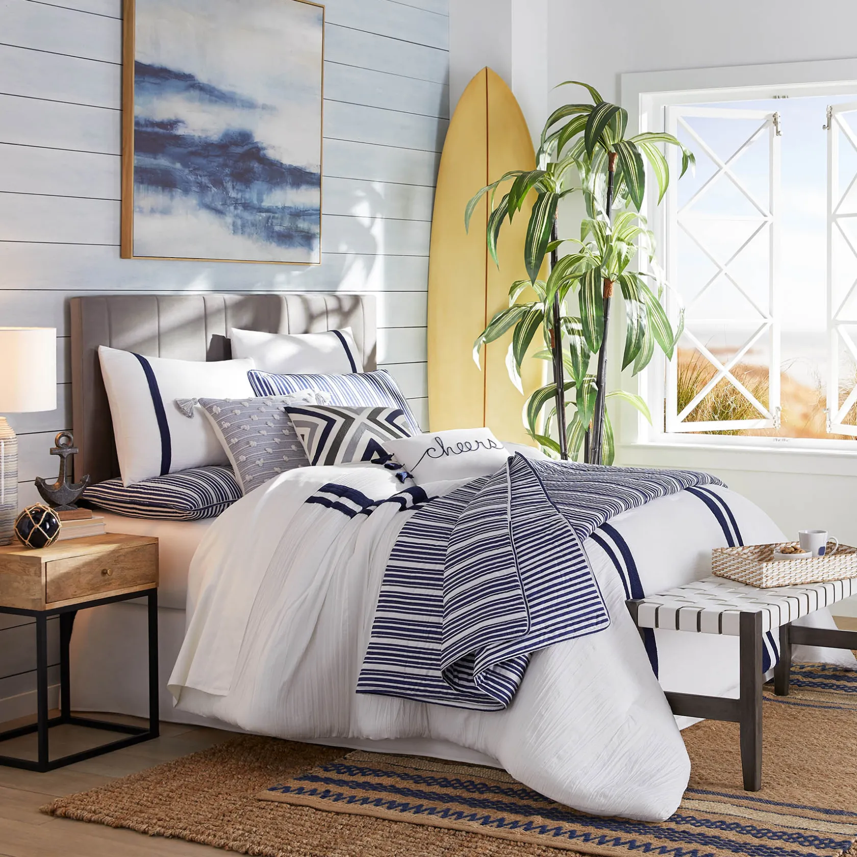 * Faux Leather Ivory Strap Bench Opening Sales