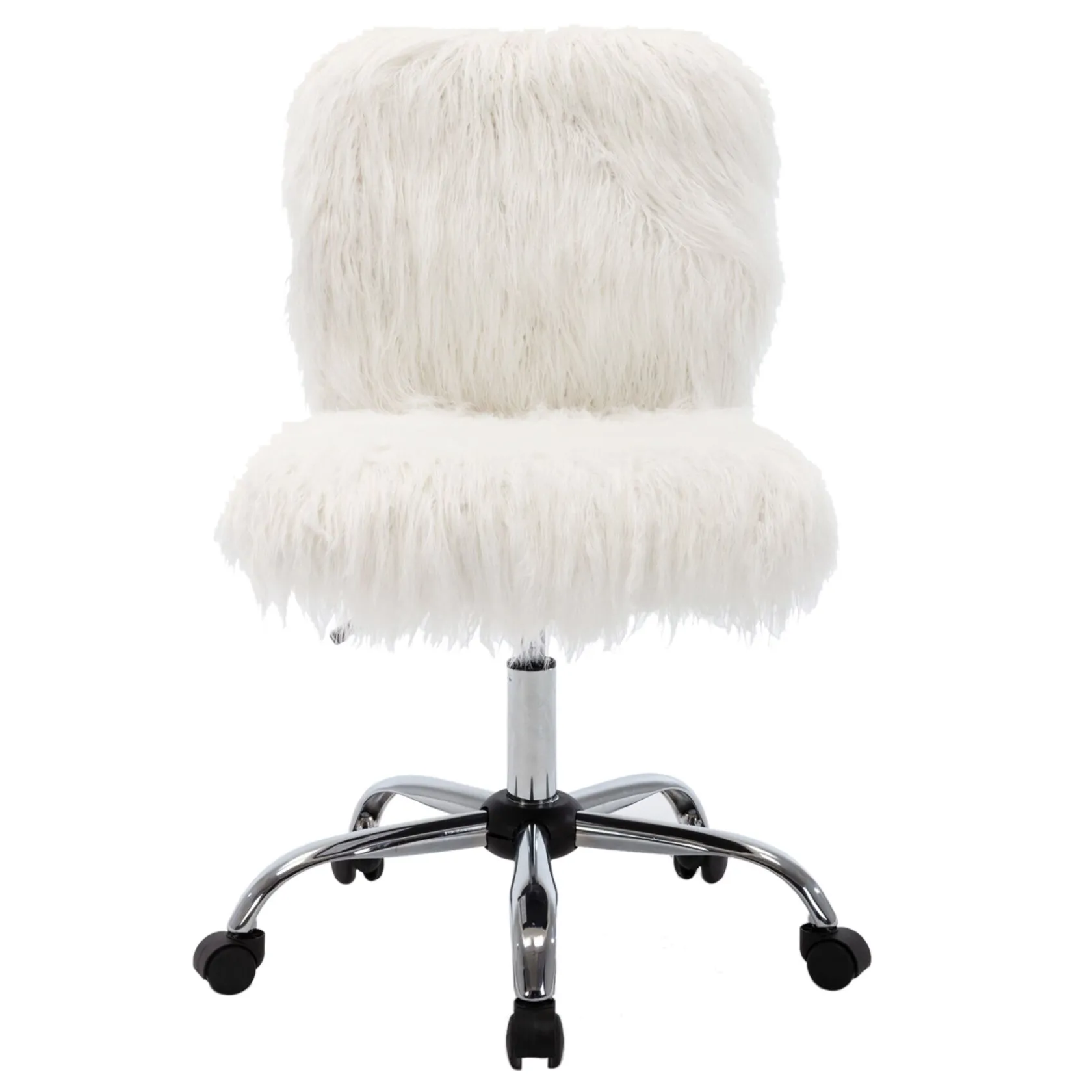 * Fiona White Faux Fur Adjustable Office Chair Low Price
