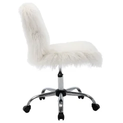* Fiona White Faux Fur Adjustable Office Chair Low Price