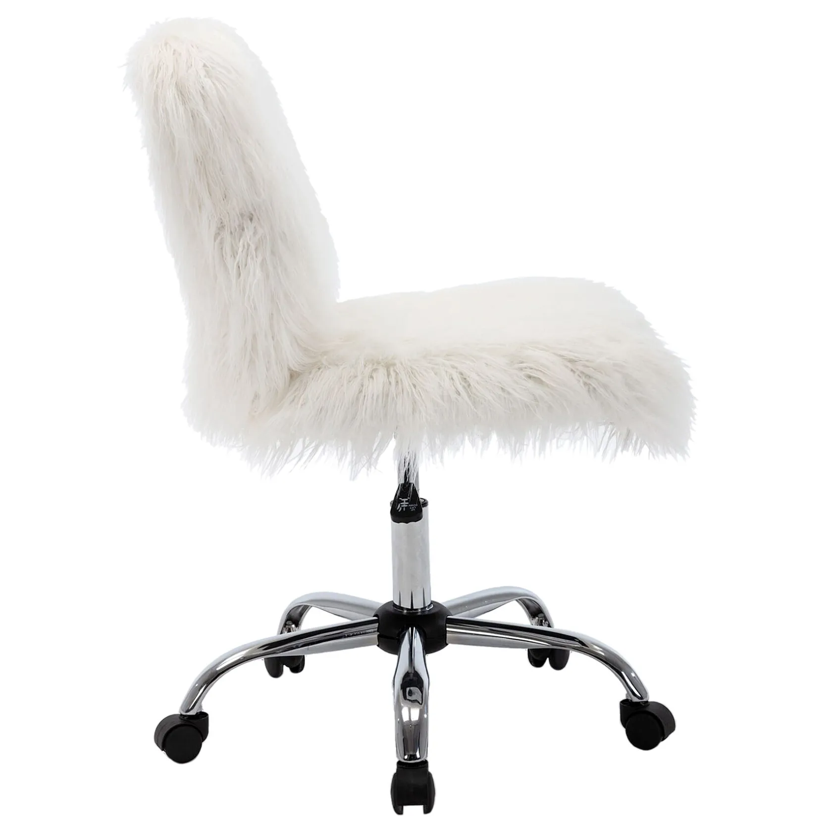* Fiona White Faux Fur Adjustable Office Chair Low Price