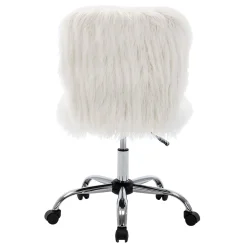 * Fiona White Faux Fur Adjustable Office Chair Low Price
