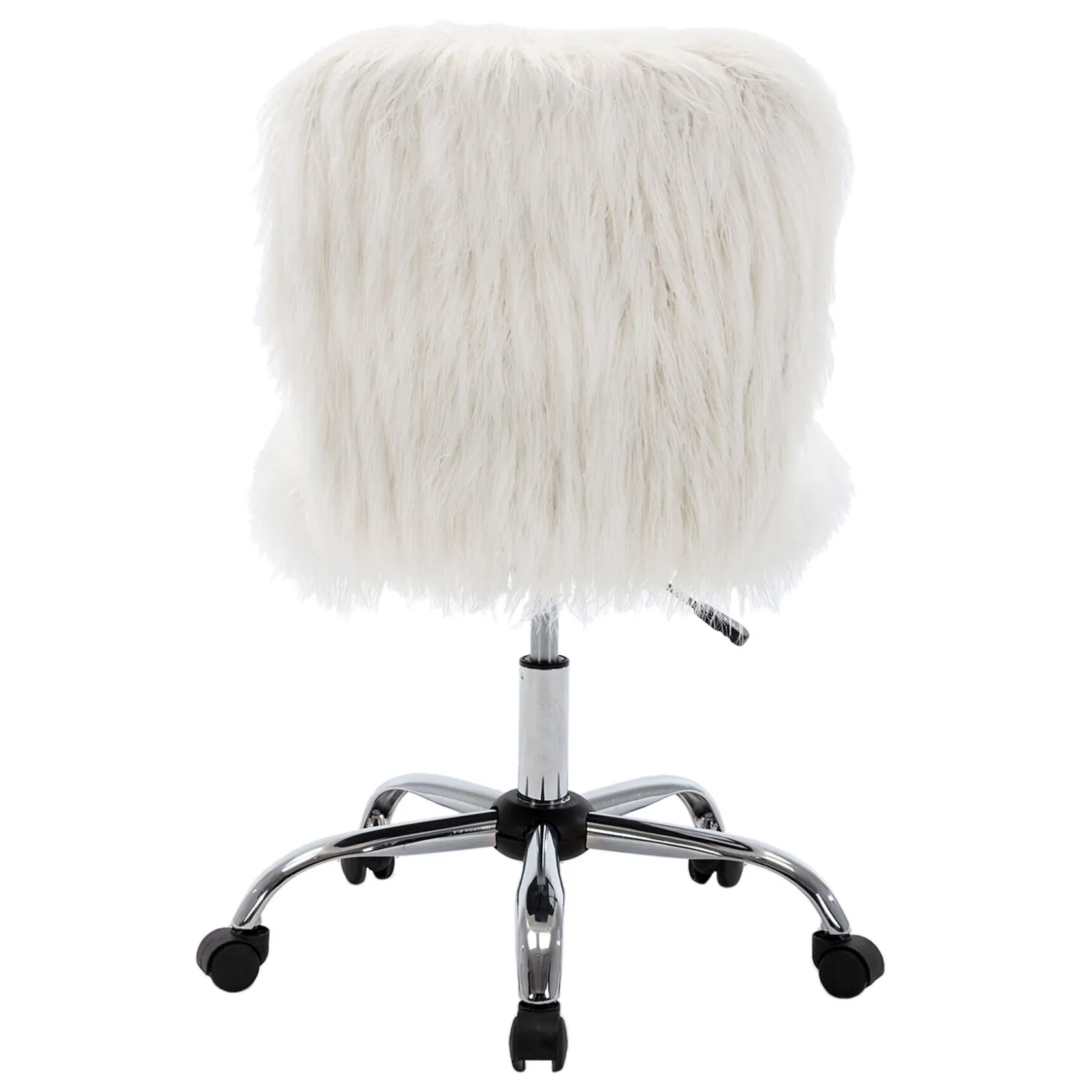 * Fiona White Faux Fur Adjustable Office Chair Low Price