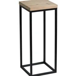 * Fiona Wood Top Plant Stand With Metal Base, Small Outlet