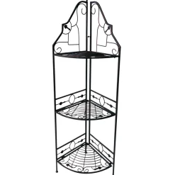 * Gold & Black Scrolled Metal Folding Corner Shelf Rack, 51.5 Online Discount