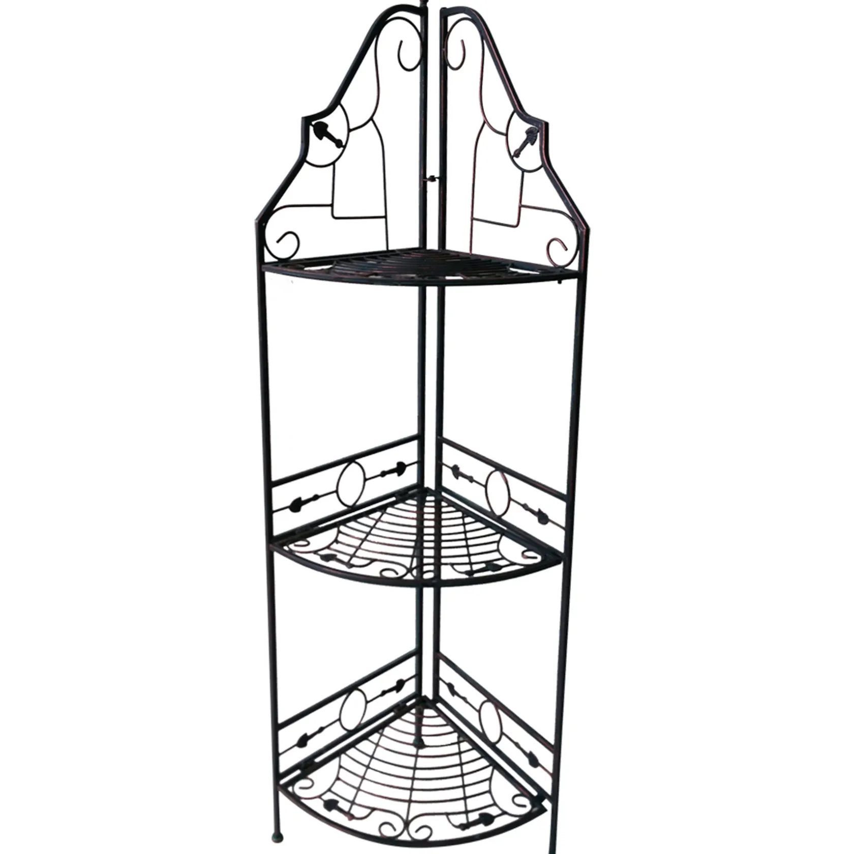 * Gold & Black Scrolled Metal Folding Corner Shelf Rack, 51.5 Online Discount