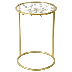 * Grace Mitchell Round Gold Accent Table With Glass Top Fashion