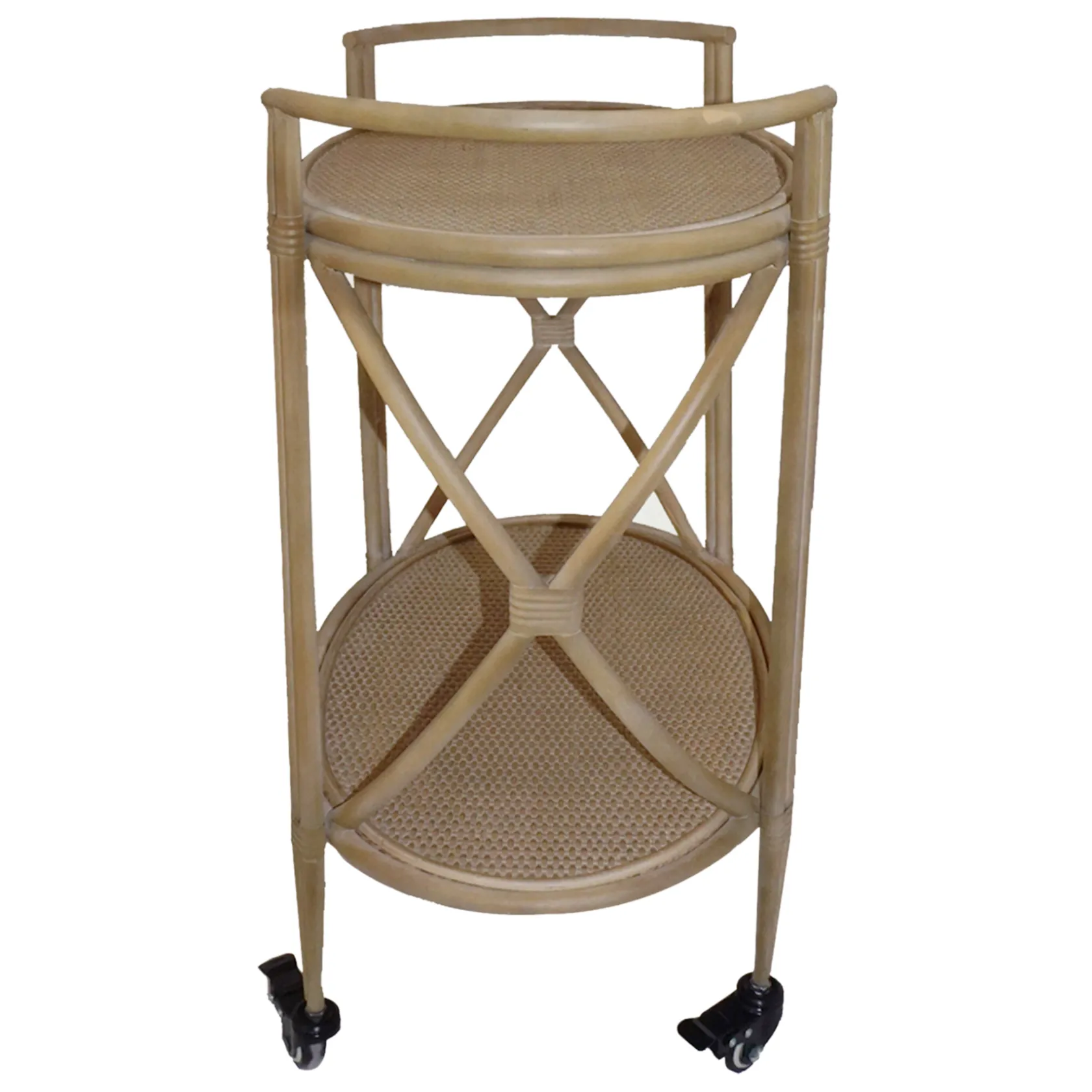 * Grace Mitchell 2-Tier Rattan Shelf Bar Cart With Metal Frame Outlet