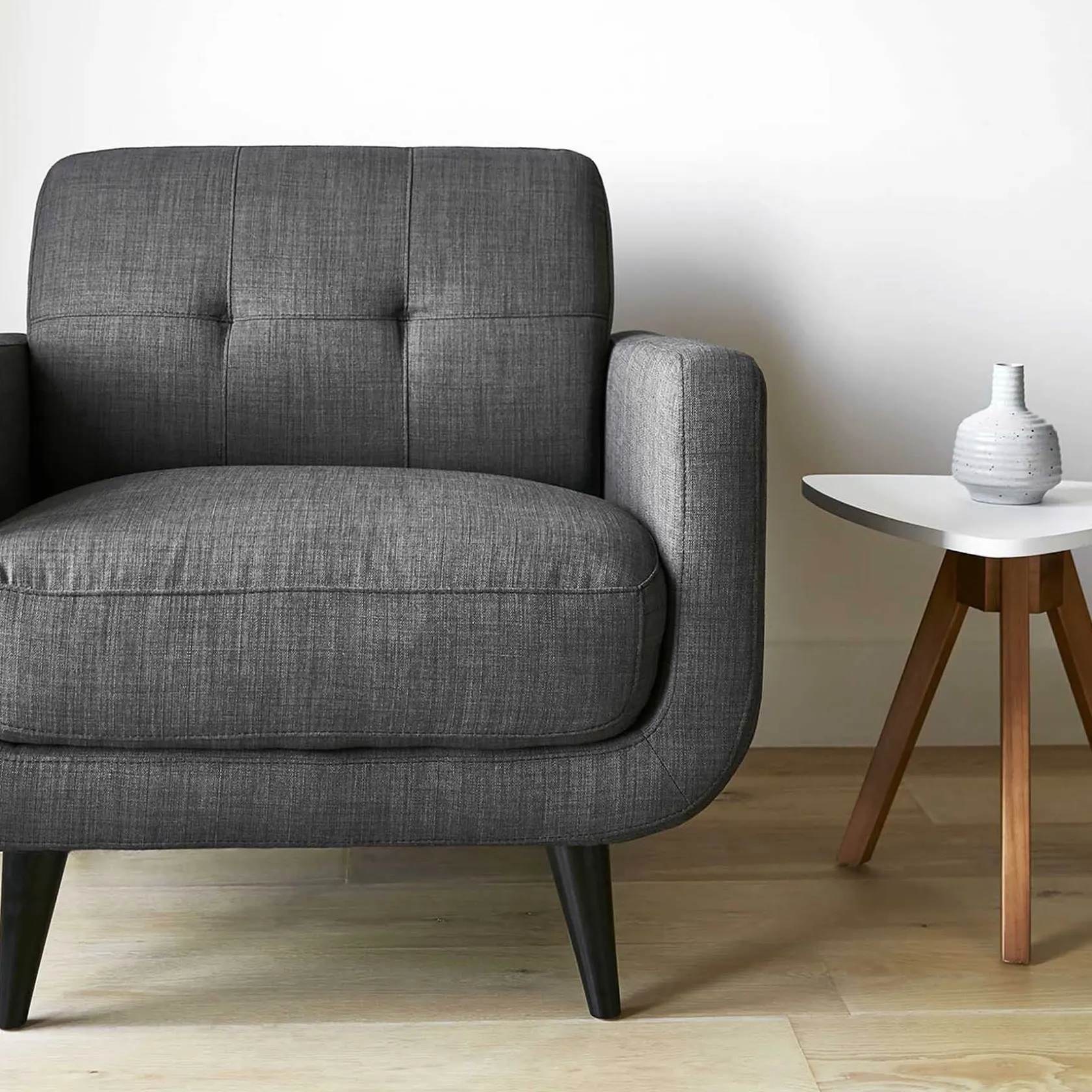 * Hadley Tufted Back Accent Chair, Charcoal Grey Flash Sale