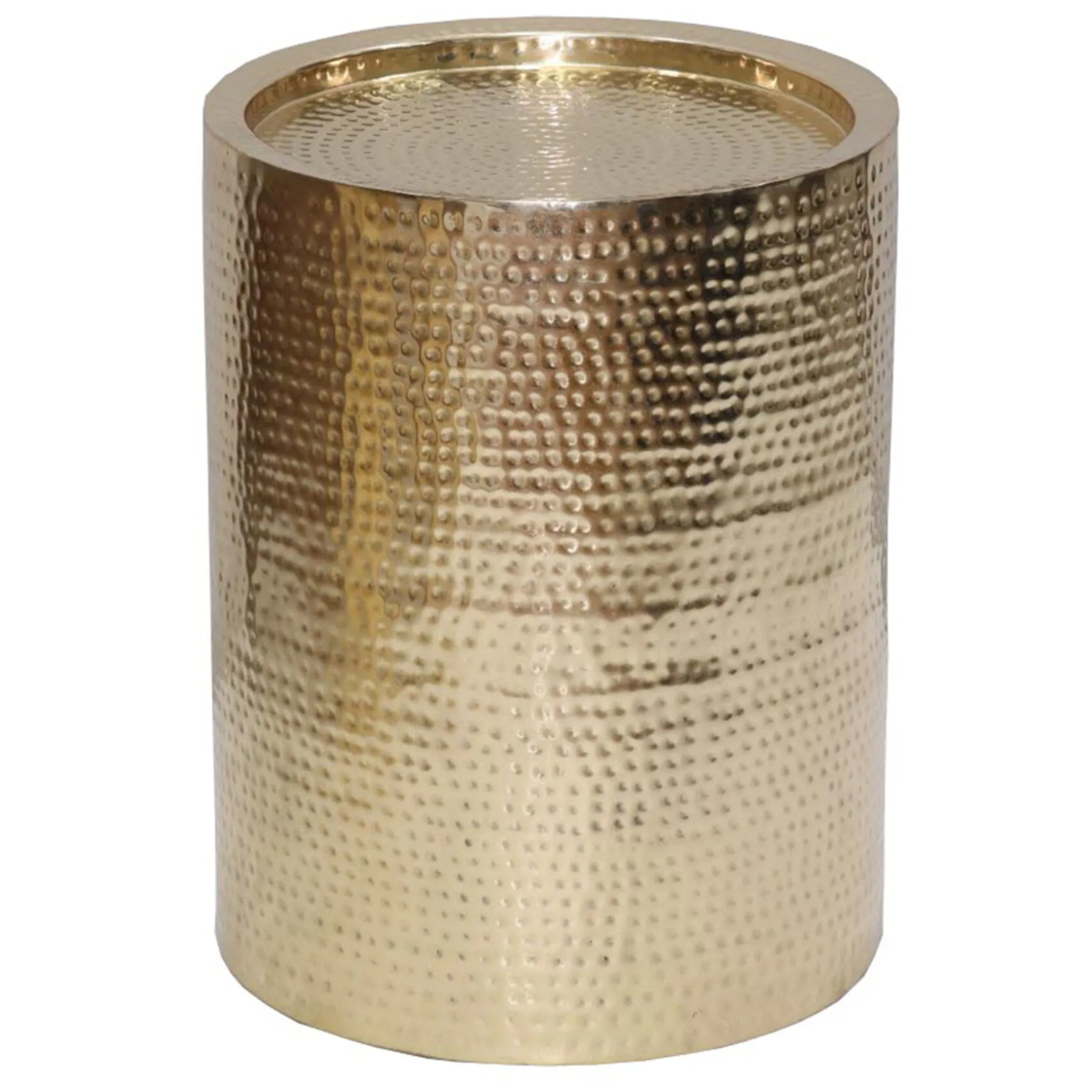 * Hammered Gold Drum Accent Table, Medium Outlet
