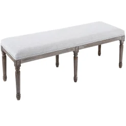 * Heritage Light Grey Linen Bench Cheaper