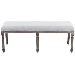 * Heritage Light Grey Linen Bench Cheaper