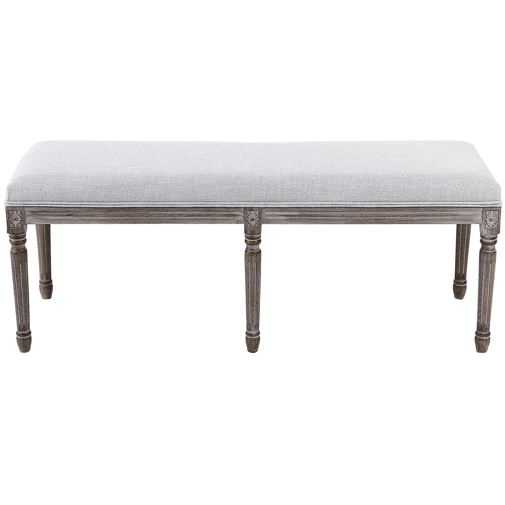 * Heritage Light Grey Linen Bench Cheaper