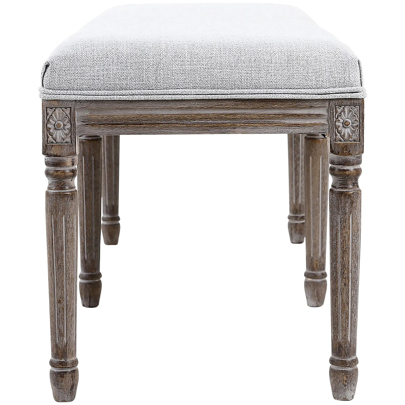 * Heritage Light Grey Linen Bench Cheaper