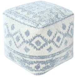 * Honeybloom Blue & Cream Pouf Low Price