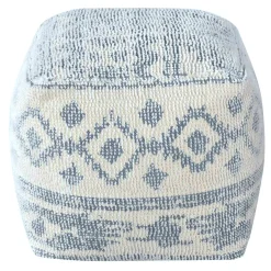 * Honeybloom Blue & Cream Pouf Low Price