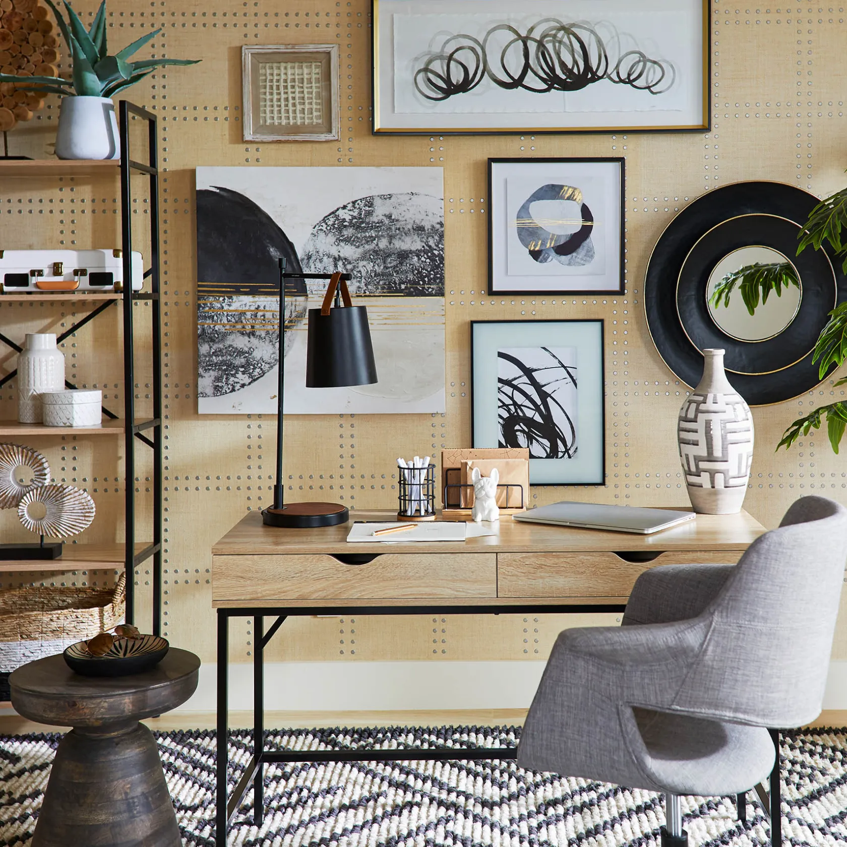 * Honeybloom Burnaby 2-Drawer Wood & Metal Desk Good Quality