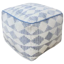 * Honeybloom Diana Blue & White Diamond Patterned Pouf Promotion