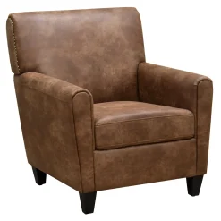 * Honeybloom Dylan Brown Faux Leather Arm Chair Flash Sale
