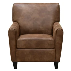* Honeybloom Dylan Brown Faux Leather Arm Chair Flash Sale
