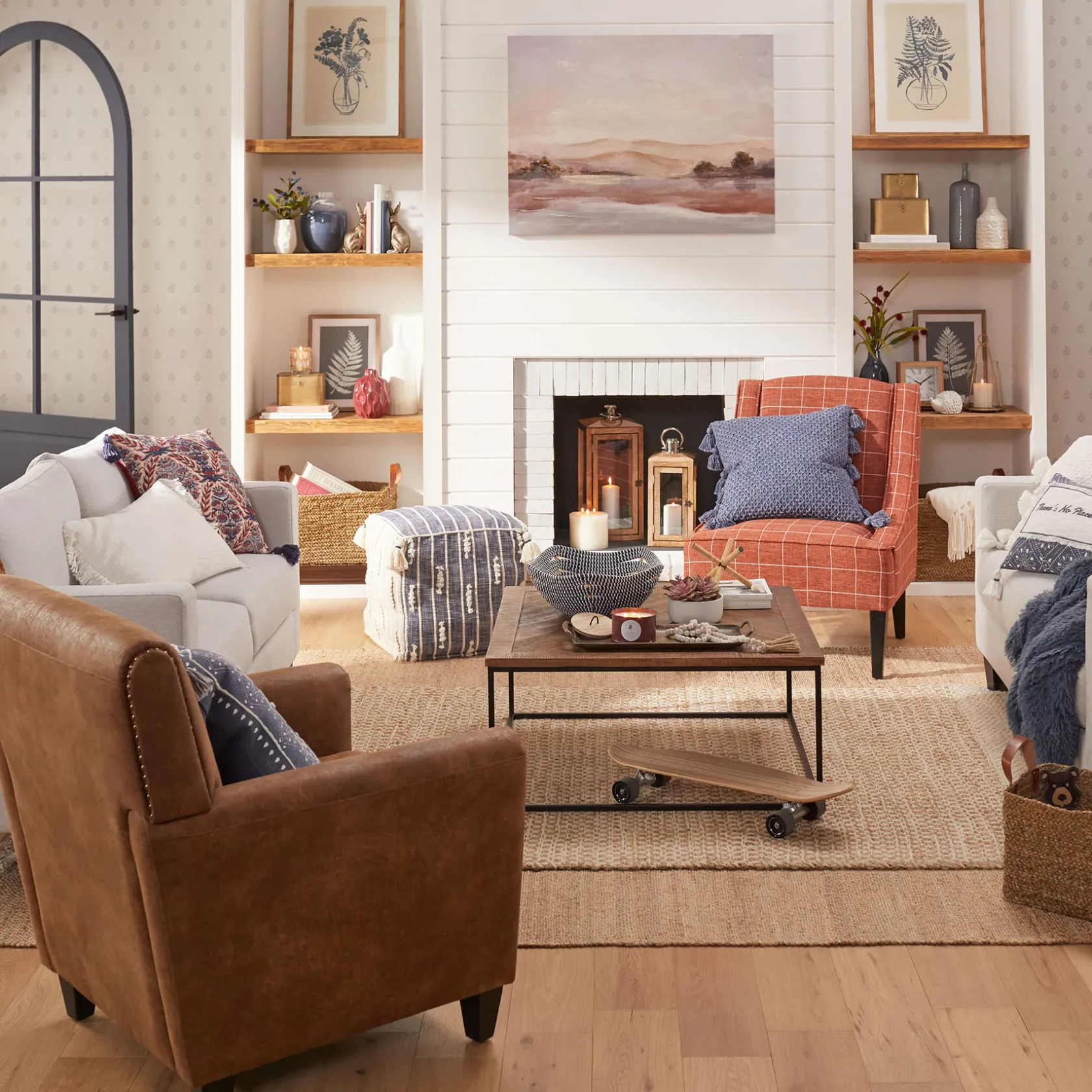 * Honeybloom Dylan Brown Faux Leather Arm Chair Flash Sale