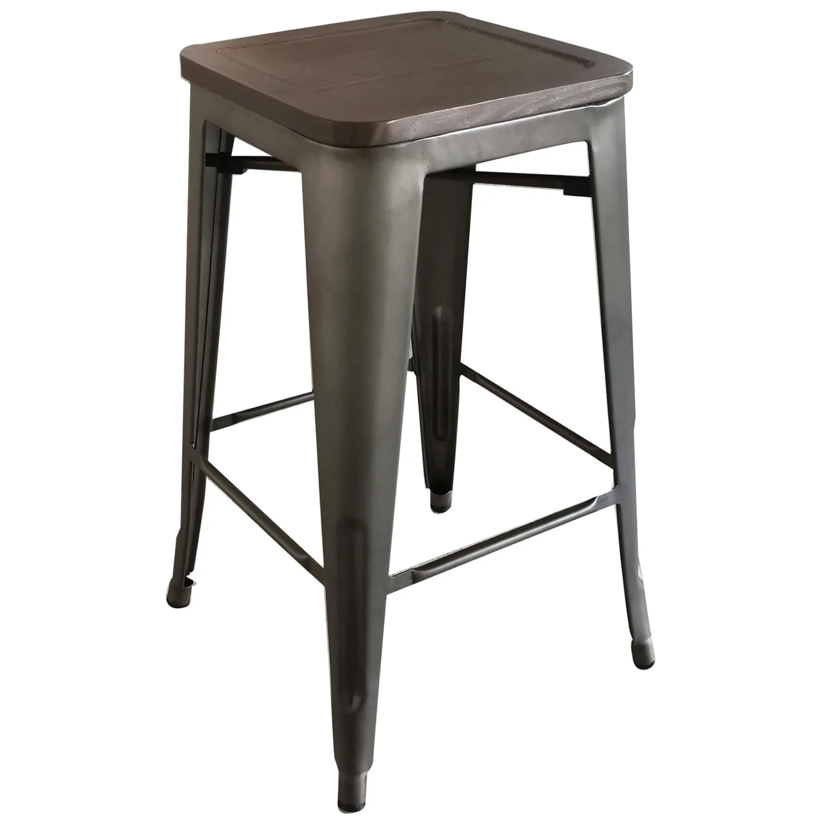 * Honeybloom Ennis Metal Barstool With Wooden Seat, 29 Featured