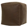 * Honeybloom Faux Leather Brown Pouf With Baseball Stitch Opening Sales