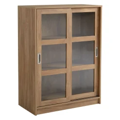 * Honeybloom Fullerton 3-Shelf Sliding Door Cabinet Outlet
