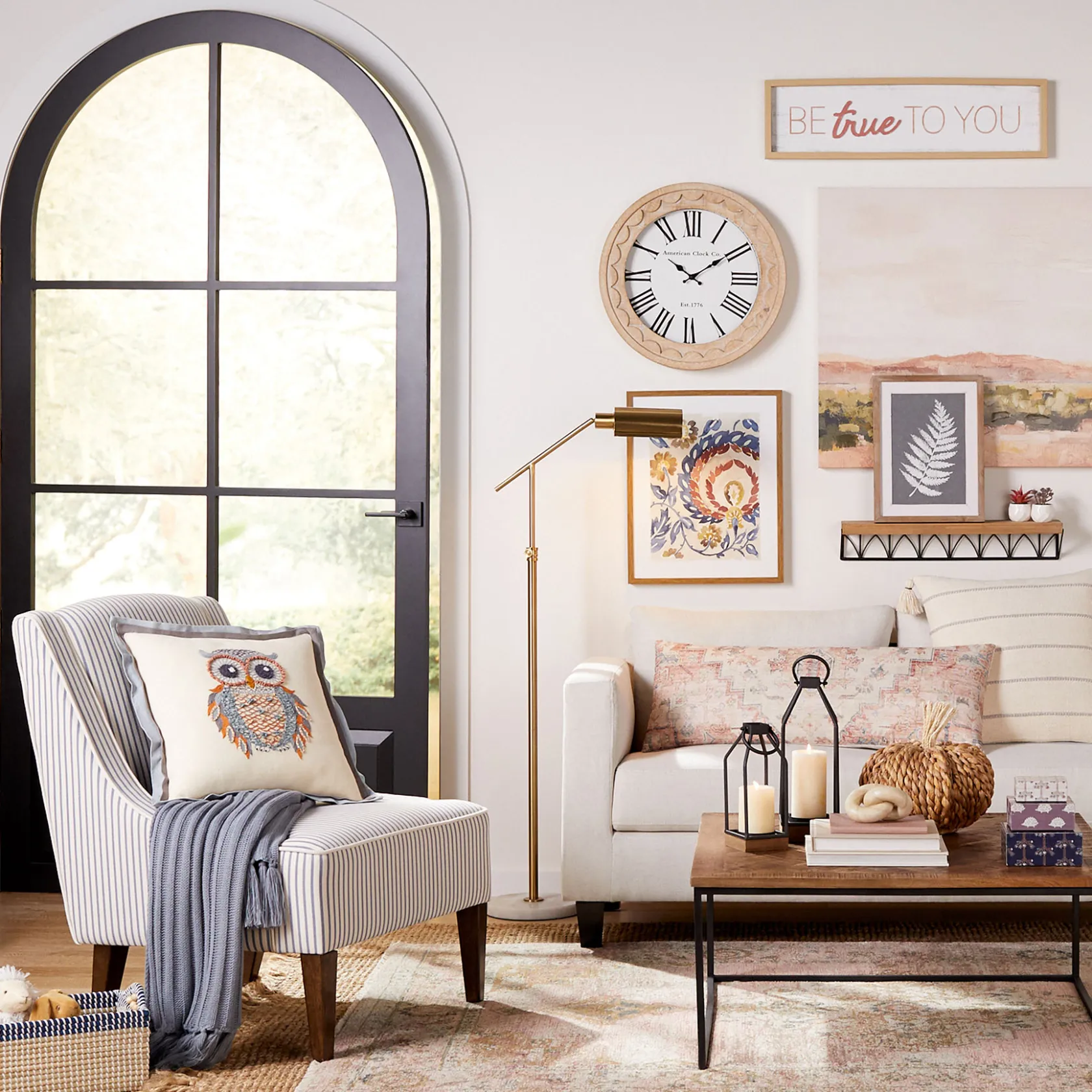 * Honeybloom Kayson Blue Striped Accent Chair Promotion