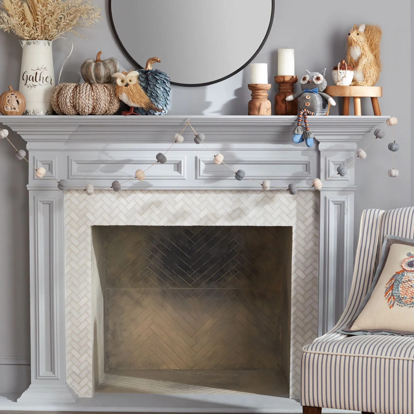 * Honeybloom Kayson Blue Striped Accent Chair Promotion