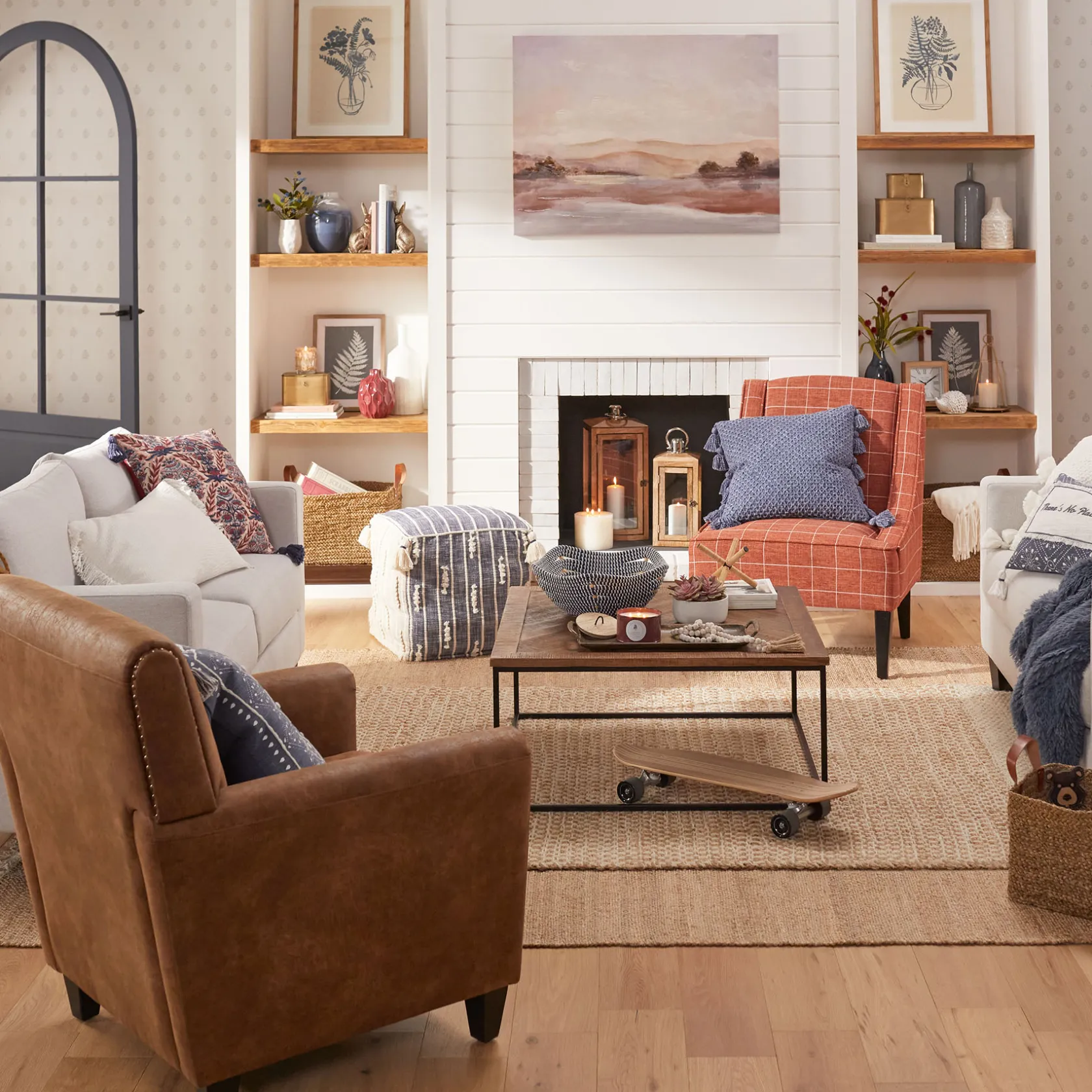 * Honeybloom Kayson Paprika Plaid Accent Chair Low Price