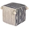 * Honeybloom Nora Blue Woven Embroidered Pouf, 18 Promotion