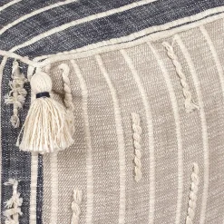 * Honeybloom Nora Blue Woven Embroidered Pouf, 18 Promotion