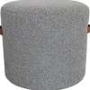 * Honeybloom Rica Textured Pouf With Faux Leather Handles, Grey Less Expensive