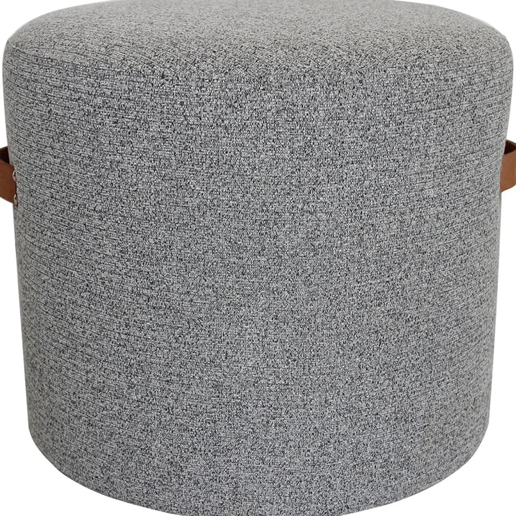 * Honeybloom Rica Textured Pouf With Faux Leather Handles, Grey Less Expensive