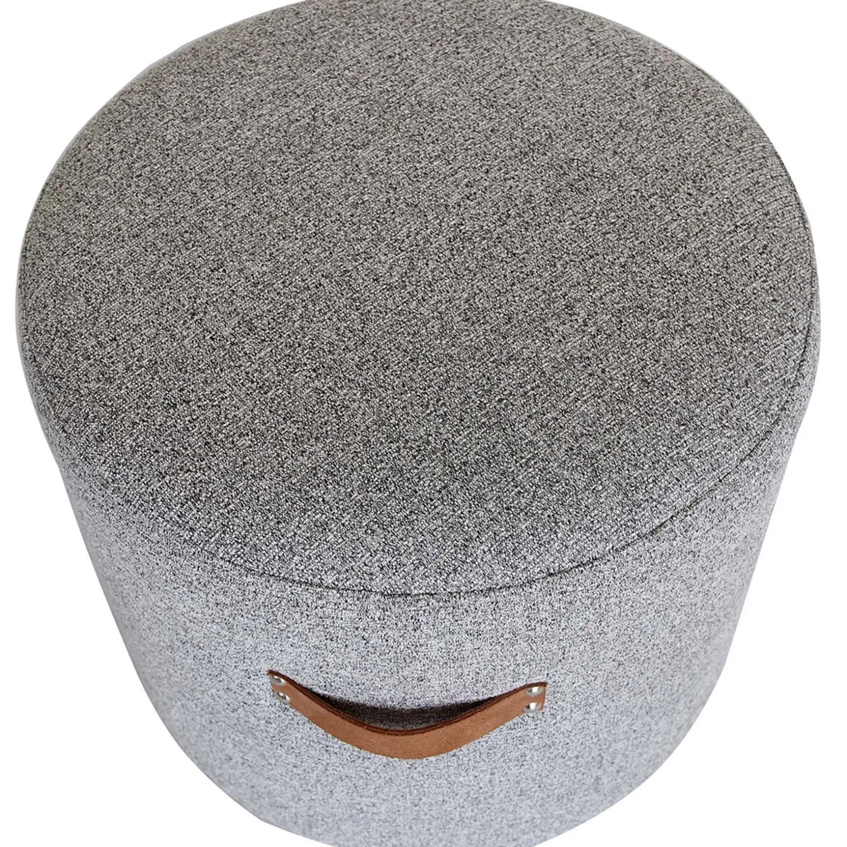 * Honeybloom Rica Textured Pouf With Faux Leather Handles, Grey Less Expensive
