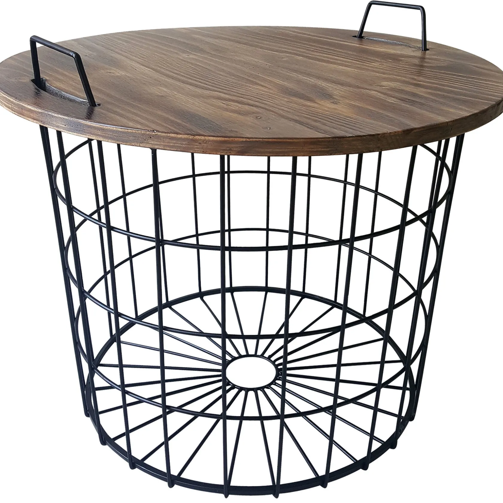* Honeybloom Round Wire Basket Table With Removable Wood Top Discount