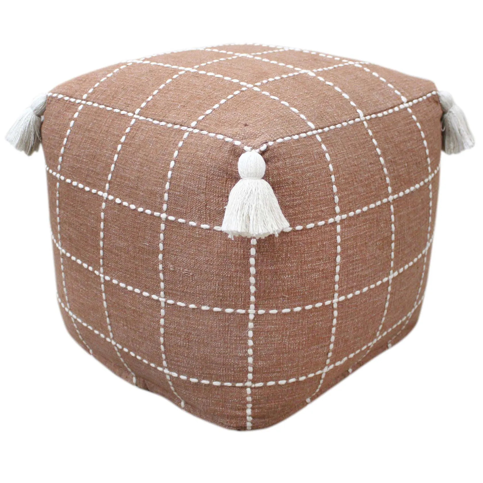 * Honeybloom Shiva Brown Woven Pouf Flash Sale