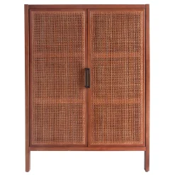 * Honeybloom Wood Rattan Door Cabinet Premium