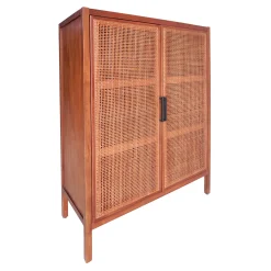 * Honeybloom Wood Rattan Door Cabinet Premium