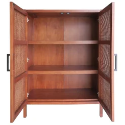 * Honeybloom Wood Rattan Door Cabinet Premium
