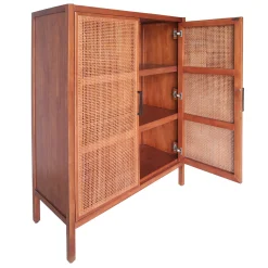* Honeybloom Wood Rattan Door Cabinet Premium