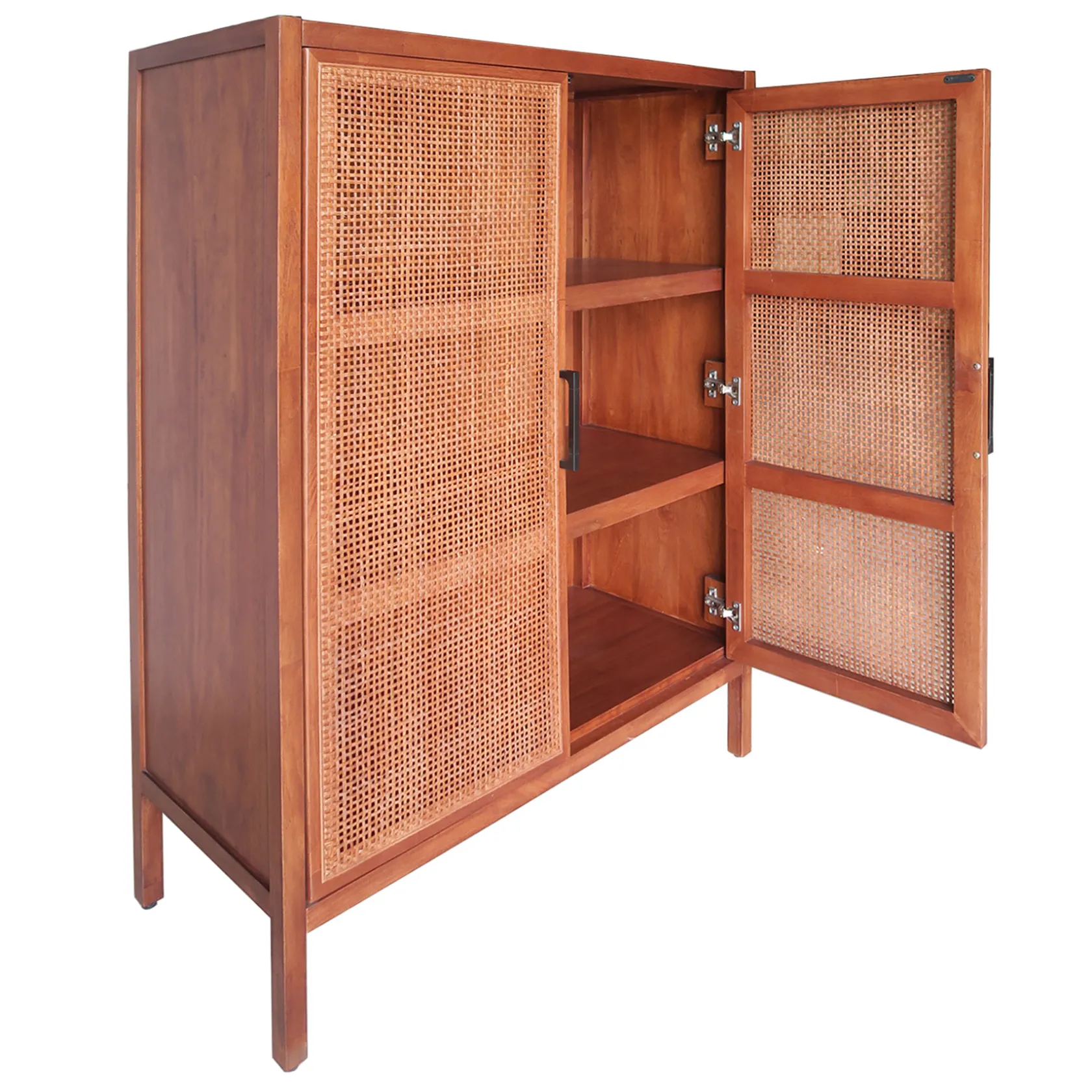 * Honeybloom Wood Rattan Door Cabinet Premium