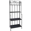 * 61In. Brown Decorative Arch Metal Rack With Folding Wood Top Shelves Clearance