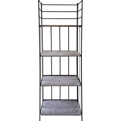 * 63In. Metal Baker Rack With Folding Wood Top Shelves Featured