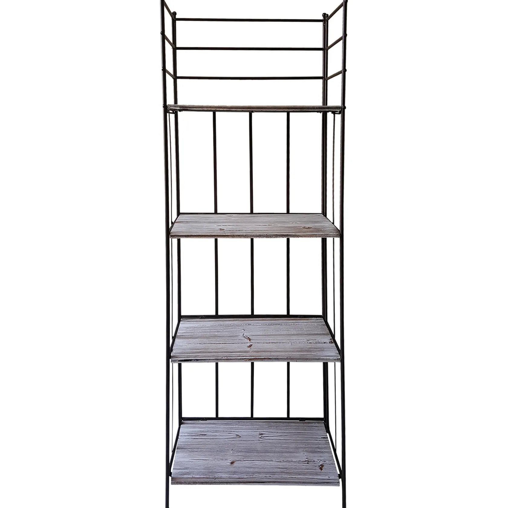 * 63In. Metal Baker Rack With Folding Wood Top Shelves Featured