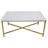 * Isabella Gold Coffee Table With Marble Top Discount Online