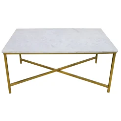 * Isabella Gold Coffee Table With Marble Top Discount Online