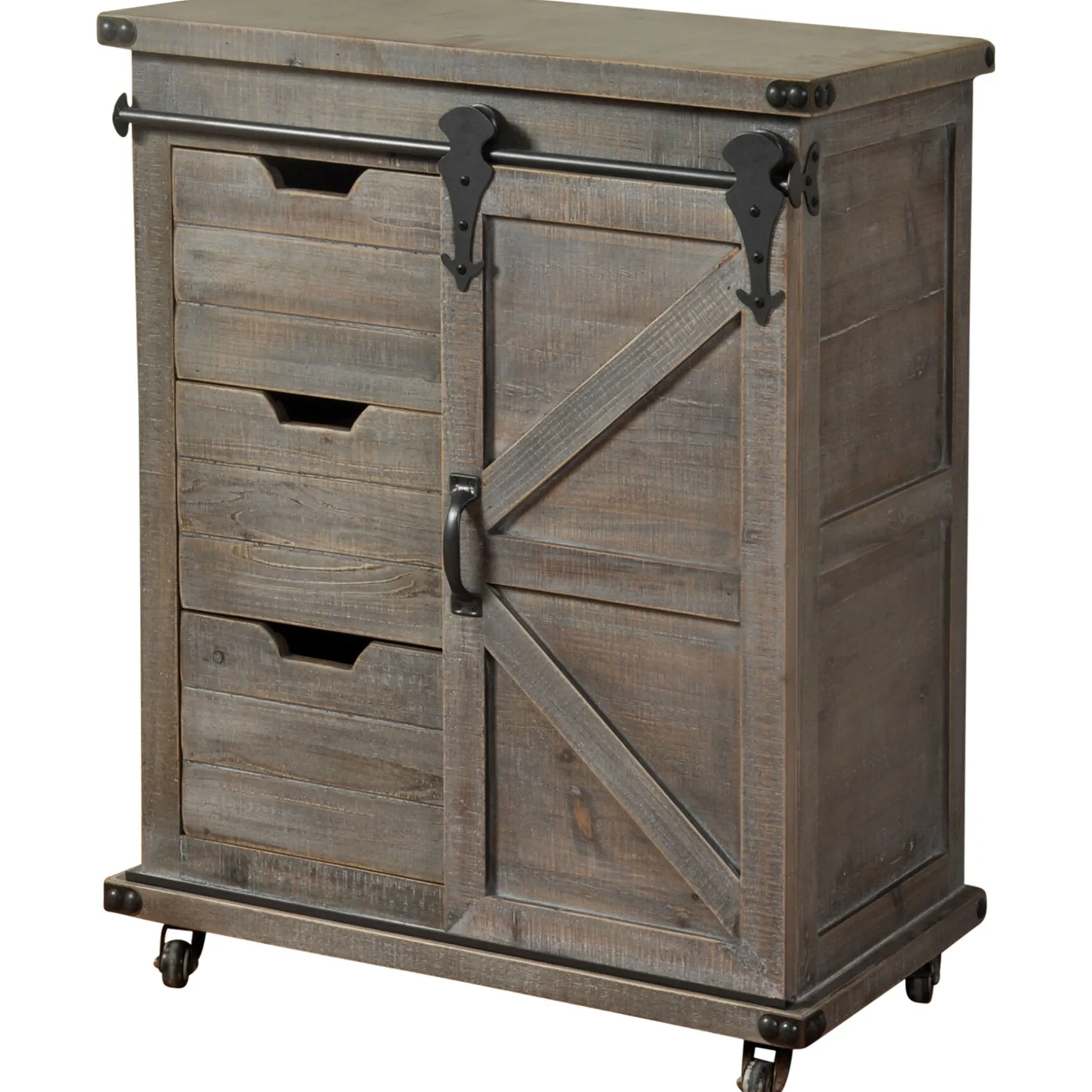 * Jacob 3-Drawer Sliding Barn Door Cabinet Flash Sale