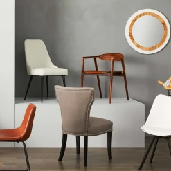 * Jhene Ii Grey Studded Back Dining Chair Low Price